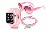 ALNA-TURA Combo Gift For Kids Girls | Pink LED Digital Watch, Cute Pink Sunglasses & Beaded Bracelet | Stylish Fashion Accessories Kit for Baby Childrens | Best Birthday Return Gift Toy Set For Age 3 to 12 Years - Image 2