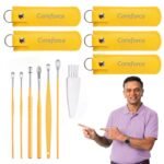 Careforce Ear Cleaner Wax Removal Tool with Storage Pack Reusable Earwax Cleaning Kit with Pick Scoop Curette Cleansing Spring and Brush 6 Pcs Set Safe, Easy & Hygienic - Yellow - Pack of 5 - Image 2