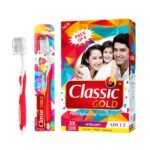 Classic Gold Pro Sensitive Manual Toothbrush for Adults | With Ultra Soft Dupont Tynex Bristles for Sensitive Gums and Anti Bacterial Cap | Pack of 6 Pieces - Multicolor - Image 2
