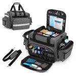 Damero Professional Medical Bag Empty, First Responder Trauma Bag with Detachable Dividers for Home Health Care, EMT, EMS, Gray