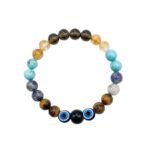 Dhanu (Sagittarius) Rashi Bracelet | Smoky Quartz, Citrine, Turquoise, Sodalite,Tiger’s Eye, Evil Eye| Sagittarius charm for wisdom, growth, opportunity & balanced optimism| For Men & Women - Image 2