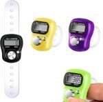 Digital Finger Counter with Adjustable Finger Ring Electronic LCD Tally Counter Clicker 5 Digit Hand Counter for Tasbeeh, Knitting, Crochet, Golf, Attendance, Event (Random Color)