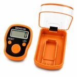 Digital Finger Tally Counter with Storage Case, LCD Display, One-Touch Counting, LED Light, Adjustable Finger Ring Counter for Prayer, Tasbeeh, Japa, Meditation & Counting (Orange)