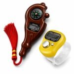Digital Tasbeeh & Tally Counter Combo Pack (2 Pcs) - Treasure Tree Wooden Look Compass Jaap Counter + Ring Counter for Prayer, Meditation, Mantra Chanting, Gym Reps & Knitting