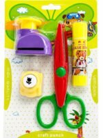 ERROR Craft Punch Set for Kids with Safety Scissors, 4 Shape Paper Punch Cutters Including Heart Flower Snowflake Designs, DIY Art Craft School Project Supplies for Children (Multicolor)