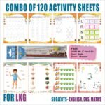Eoi Marketing Combo Of 120 Activity Sheets For LKG in Maths, English and EVS with Complimentary DOMS My 1st Pencil Kit Busy book for kids Preschool ... Quality, Reusable, Water proof & Durable)