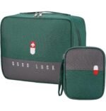 House of Quirk Polyester Portable First Aid Empty Kit Pouch Emergency Survival Bag Medicine Bag For Home Office Travel Camping Sport Backpacking (Design 2 Green)