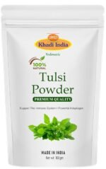 Khadi 100% Pure & Organic Tulsi Powder (Ocimum sanctum) – Natural Ayurvedic Powder for Clear Skin, Acne Control & Scalp Purification – 100g - Image 2