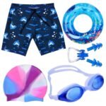 Kids 6-in-1 Water Activity Kit with Trunks, Silicone Cap, Anti-Fog Goggles, Swim Tube, Nose Clip & Earplugs –Swim Set for Boys Pool, Beach - Image 2