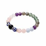 Kumbh (Aquarius) Rashi Bracelet | Fluorite, Labradorite, Amethyst, Aquamarine, Rose Quartz, Evil Eye | Charm Symbolizing Wisdom, Creativity, Innovation & Balanced Energy | For Men & Women - Image 2