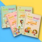 Manogyam Sank Magic Practice Copybook Set for Kids (4 Books + 1 Pen + 1 Grip + 10 Refills) Reusable Alphabets, Numbers, Drawing & Writing Books Handwriting Activity Kit for Ages 3–7 Years