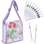 Mindsoft Color Your Own Crossbody Bag for Kids with 12 Markers DIY Doodle Messenger Bag with Adjustable Strap(Mermaid) - Image 2