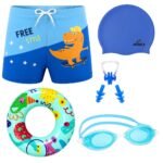 Morex Kids 6-in-1 Swimming Kit for Boys | Swim Trunks, Silicone Cap, Anti-Fog Goggles, Swim Tube, Nose Clip & Earplugs | Perfect Swim Kit for Pool, Beach, & Water Fun_Multicolor-2_6-8Yrs - Image 2
