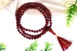 Original Knotted Red Sandalwood mala Malai with One Guru Beads Tassel 108+1 Beads/Rakta Chandan Mala/Lal Chandan Mala for Meditation Pooja Chanting, Prayer [ Size 6 mm per Beads ]
