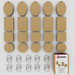 PICRAZEE DIY Wooden Plain MDF Key Chains for Wood Sheet Art &Craft, Painting, Decoupage, Resin Art Work, Mandala, Decoration, Fluid Art (20 Pcs) (5 Each Oval, Round, Square, Rectangle) - Image 2