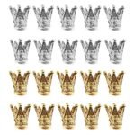 SNAPPSY® 20 Pcs Crown Shaped Spacer Loose Beads Jewelry Charms Connector Gold& Silver - Image 2