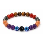 Simha (Leo) Rashi Bracelet | Tiger’s Eye, Carnelian, Pyrite, Sunstone,Amethyst, Evil Eye | Ideal For Career Growth & Recognition | Enhances Charisma, Confidence & Authority |For Men & Women - Image 2
