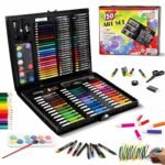 WISHKEY 150 Pieces Colour Set Kit for Kids, Complete Stationery Items and Colour Pencil Set in Portable Case, Creative Birthday Gift for Kids and Gift for Girls Age 12-14 Years