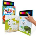 Wembley Animal Finger Painting & Coloring Art Book with 5 Finger Paint Ink Thumbprint Art & Craft for Boys & Girls Age 3 4 5 6 + Years Non-Toxic Mess-Free Washable Colors Ideal for Birthday Gift