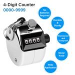 Tally Counter, 4-Digit Clicker Counter, Metal Hand Tally Counters Clicker Pitch Counter for Counting, Knitting, Coaching, Golf, Lap, Fishing - Image 3