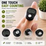 QEEIG Multiuse Finger Counter Portable Hand Finger Ring Counting Machine Digital Head Electronic Tally Counter Jap Counting Device for Mantra Jaap Multi-Colour | 11 cm | Pack of - 01 - Image 6
