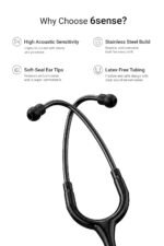 Knya 6sense Stethoscope for Doctors & Residents | Tunable Diaphragm | Dual-Head Chest Piece for Adult & Pediatric Use | Lightweight Stainless Steel | Latex-Free Tubing | Soft-Seal Ear Tips | Premium Gift Box | for Medical Students (All Black) - Image 2