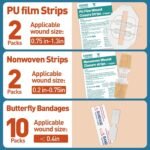 AZEN 14 Pack Emergency Wound Closure Strips, Butterfly Bandages, Emergency Laceration Closure Kit, Repair Wounds Without Stitches, Quick Clot Zip Stitch Wound Closures Device - Image 2