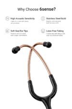 Knya 6sense Stethoscope for Doctors & Residents | Tunable Diaphragm | Dual-Head Chest Piece for Adult & Pediatric Use | Lightweight Stainless Steel | Latex-Free Tubing | Soft-Seal Ear Tips | Premium Gift Box | for Medical Students (Rose Gold) - Image 2