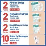 AZEN 16 Pack Emergency Wound Closure Strips, Butterfly Bandages, Emergency Laceration Closure Kit, Repair Wounds Without Stitches, Quick Clot Zip Stitch Wound Closures Device - Image 2