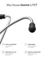 Knya 6sense Lite Stethoscope for MBBS Medical Students, Doctors & Nurses | Tunable Diaphragm | Dual-Head Chest Piece for Adult & Pediatric Use | Acoustic Design | Lightweight Stainless Steel | Latex-Free Tubing (Black) - Image 2