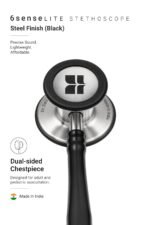 Knya 6sense Lite Stethoscope for MBBS Medical Students, Doctors & Nurses | Tunable Diaphragm | Dual-Head Chest Piece for Adult & Pediatric Use | Acoustic Design | Lightweight Stainless Steel | Latex-Free Tubing (Black) - Image 3