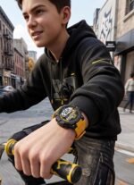 V2A DIGITRON-VOLTRIX 2837 Digital Watch for Men | Bold Patterned Case Design | Dual Time Sports Watch with Countdown, Backlight & 50M Waterproof - Image 7
