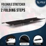 OTICA Foldable Stretcher for Patient Shifting - Portable for Emergency Hospital and Ambulance Use With Safety Belt (Aluminium, Black, Two Fold) - Image 3