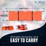 OTICA Foldable Stretcher for Patient Shifting, Portable Stretcher for Emergency Hospital Use, Stretcher for Patient with Safety Belt, Stretcher for Ambulance (Aluminium, Orange, Four Fold) - Image 2