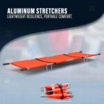 OTICA Foldable Stretcher for Patient Shifting, Portable Stretcher for Emergency Hospital Use, Stretcher for Patient with Safety Belt, Stretcher for Ambulance (Aluminium, Orange, Four Fold) - Image 3