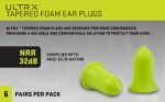 ULTRX Tapered Foam Plugs, 6PR, Lime - Image 10