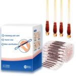 50pcs Iodine Swabs- Pre-filled Povidone- Iodophor Swabsticks for Instant Wound Care, Portable Medical Cotton Swabs for First Aid Kit, Emergency Disinfection & Outdoor Safety (Adults & Kids)