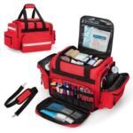 Damero Professional Medical Bag Empty, First Responder Trauma Bag with Detachable Dividers for Home Health Care, EMT, EMS, Red