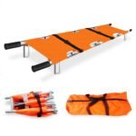 OTICA Foldable Stretcher for Patient Shifting, Portable Stretcher for Emergency Hospital Use, Stretcher for Patient with Safety Belt, Stretcher for Ambulance (Aluminium, Orange, Four Fold)