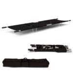OTICA Foldable Stretcher for Patient Shifting - Portable for Emergency Hospital and Ambulance Use With Safety Belt (Aluminium, Black, Two Fold)
