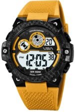 V2A DIGITRON-VOLTRIX 2837 Digital Watch for Men | Bold Patterned Case Design | Dual Time Sports Watch with Countdown, Backlight & 50M Waterproof
