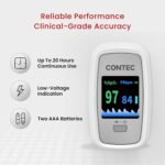 CMS50D1-Pro Finger Pulse Oximeter, Digital SpO2 and Pulse Rate Monitor with Pulse Waveform, Bar Graph, PI Value, Adjustable Brightness, PR Sound, Auto Power On/Standby, Auto Direction - Image 2