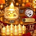 VERVENIX 12 Pcs LED Tea Light Candles | Flameless & Smokeless Acrylic Diyas | Battery-Operated | Warm White 3cm Candles for Diwali, Festive, Wedding, Party & Christmas Décor (Pack of 12) - Image 3