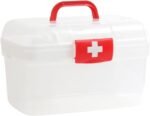 Medical Box,Plastic Rectangular First Aid Empty Medicine Storage Box | Organizer | Attached Handle | Family Emergency Kit | Detachable Tray | Easily Accessible with a Transparent Lockable Lid (WHITE) - Image 2