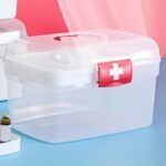 Medical Box,Plastic Rectangular First Aid Empty Medicine Storage Box | Organizer | Attached Handle | Family Emergency Kit | Detachable Tray | Easily Accessible with a Transparent Lockable Lid (WHITE) - Image 5