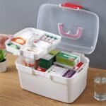 Medical Box,Plastic Rectangular First Aid Empty Medicine Storage Box | Organizer | Attached Handle | Family Emergency Kit | Detachable Tray | Easily Accessible with a Transparent Lockable Lid (WHITE) - Image 6