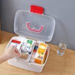 Medical Box,Plastic Rectangular First Aid Empty Medicine Storage Box | Organizer | Attached Handle | Family Emergency Kit | Detachable Tray | Easily Accessible with a Transparent Lockable Lid (WHITE) - Image 7