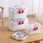 Medical Box,Plastic Rectangular First Aid Empty Medicine Storage Box | Organizer | Attached Handle | Family Emergency Kit | Detachable Tray | Easily Accessible with a Transparent Lockable Lid (WHITE) - Image 9