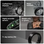 Gabit Smart Ring | Buy Sizing Kit First | AI Health & Fitness Tracker, Men, Women | Sleep, Stress, Nutrition, Steps, Heart Rate,VO2 Max | 7-10 Day Battery, Titanium, No Subscription, Matte Silver 11 - Image 4