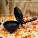 ServDharm Dhoop Dani with Handle | Incense and Loban Burner Dhuni Stand for Home, Office and Temple Pooja | Metal Dhoop Dani Black, Round, 4.4 Inch |11.4 cm - Image 2